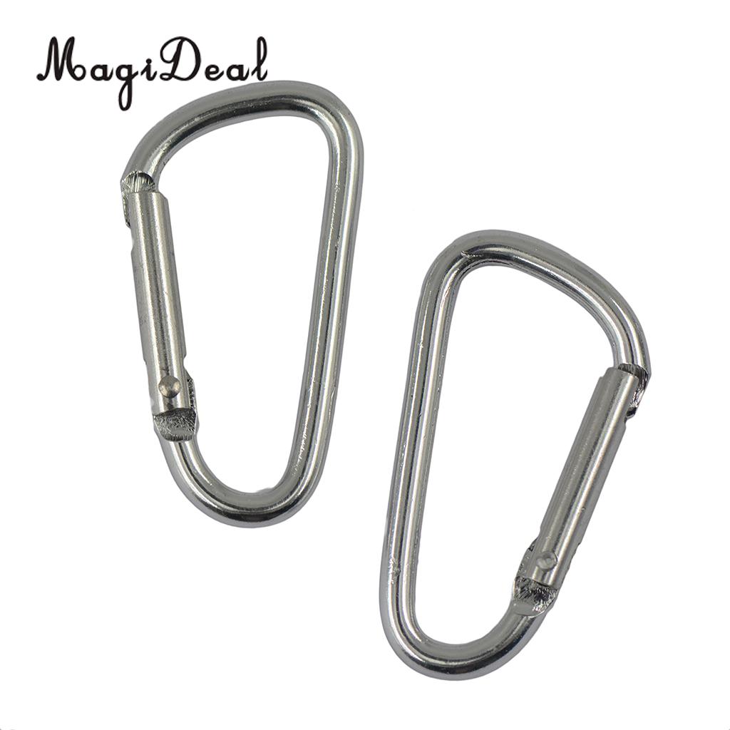 15 PCS Stainless Steel  Carabiner Camp Spring Snap Hook Keychain Hiking Silver 