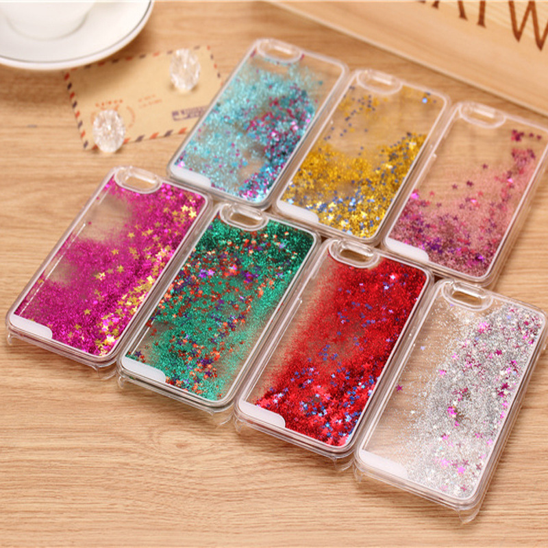 Image of 8 Colors Fun Glitter Star Dynamic Liquid Back Case cover for iphone 5C 6 6s 6Plus/6sPlus transparent clear phone back housing
