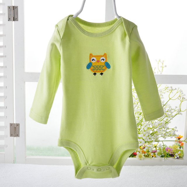 Розничная 0-2yrs длинным Рукавом Младенческой мультфильм боди для мальчиков девочек комбинезоны Одежда 2016 новый ATLL0013