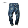 2016 New Arrival Fashion Blue Men Jeans Straight Plus Size 29 42 New Hole Design Slim