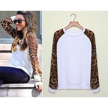 Blouses 2016 Fashion Women Casual Shirts Tops Spring Autumn Long Sleeve Leopard Chiffon Patchwork Casual Blusas Femininas TQ