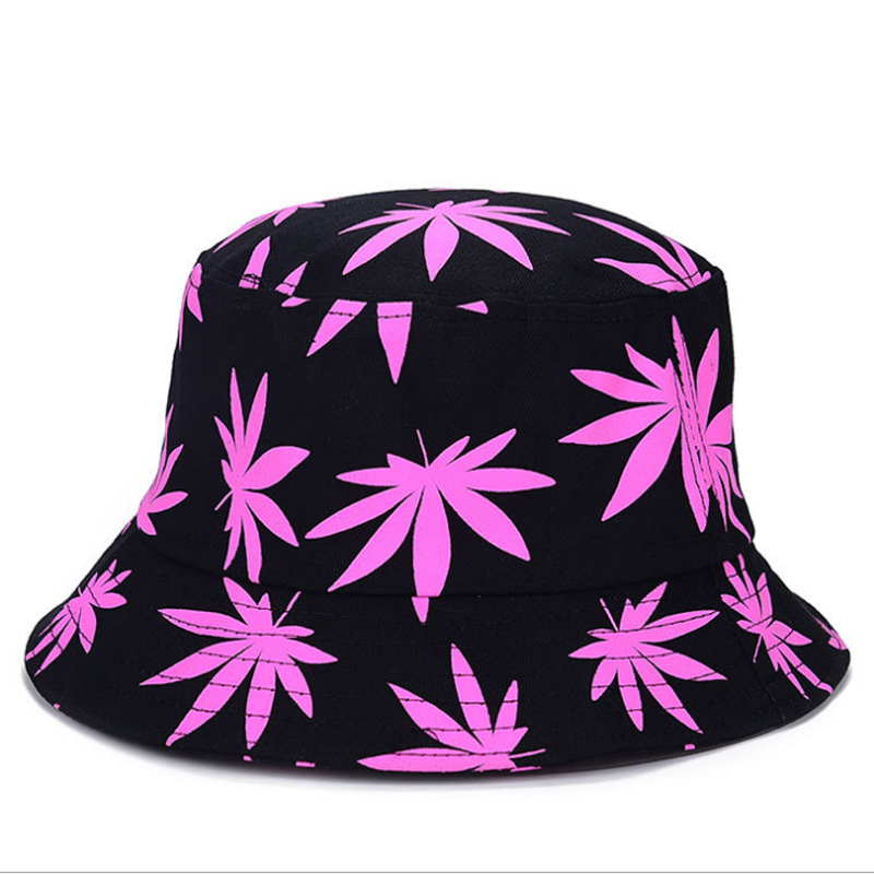 Korean Style Outdoor Bucket Hat Reversible Fishing Hat Unisex For Man and Woman With Maple Leaf
