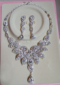 Fashion Elegant Water drop Crystal Wedding bridal jewelry set Silver necklace sets Wedding jewelry set for