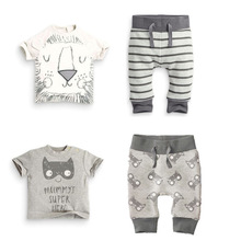 Retail 2015 spring infant clothes baby clothing sets boy Cotton little monsters and the lions short sleeve 2pcs baby boy clothes