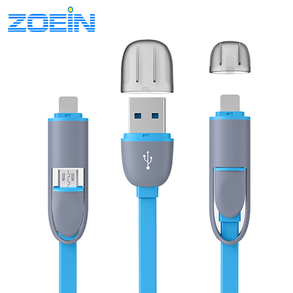 Image of 2016 Colorful Micro USB Cable 8Pin 2 in 1 Sync Data Charging USB Cable for iPhone 5 5s 6 6s plus IOS 9 Charger Cable For Samsung