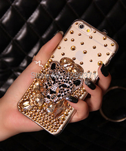 Bling Diamond Phone Case Cover For Iphone 6 Plus 5 5S 5C 4 4S Samsung Galaxy Note 4 3 2 S5 S4 S3 New Super Cool Fox Gold Leopard