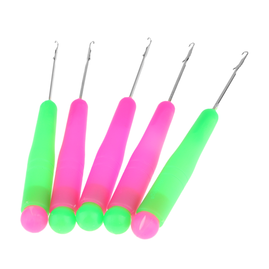 Crochet Hook Latch Lock Micro Hair Needle Rug Making Knitting Interlock PINK GRE