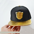Newly hip hop Transformers black gold snake leather baseball caps one de aba reta chapeu masculino