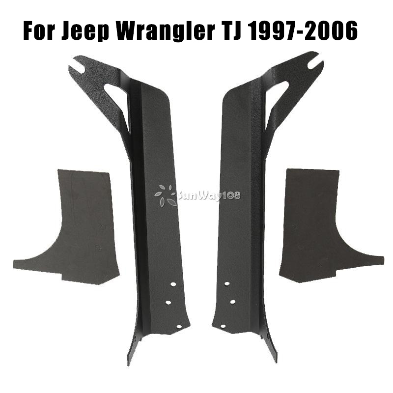 A pair of 50 inch Light Bar Mount Brackets For 1997-2006 Jeep Wrangler TJ Metal Black Windshield Mounting Bracket