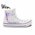 Wen White Anime Hand Painted Shoes Tinkerbell Woman Man s High Top Canvas Sneakers Boys Girls