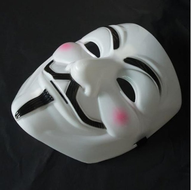 Guy fawkes white V vendetta team pink blood scar masquerade masks Halloween carnival Mask(adult size)