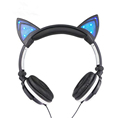 Cute Cat Wired Girl Kid Foldable Headphone Stereo Headset Headband Earphone with LED Cosplay Headphones Suitable