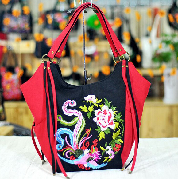 Female Girl Canvas Flower Shoulder Hand Bag Spain Brand Women Embroidery Floral Handbag Sac Femme Bolsos Mujer gw0663