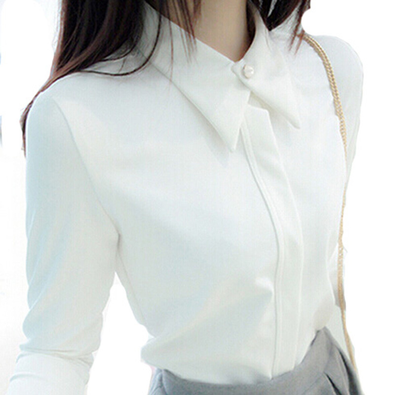 Image of 2014 Korean White Shirt Chiffon Blusas Femininas Women White Black Blue Blouses Elegant Woman Clothes