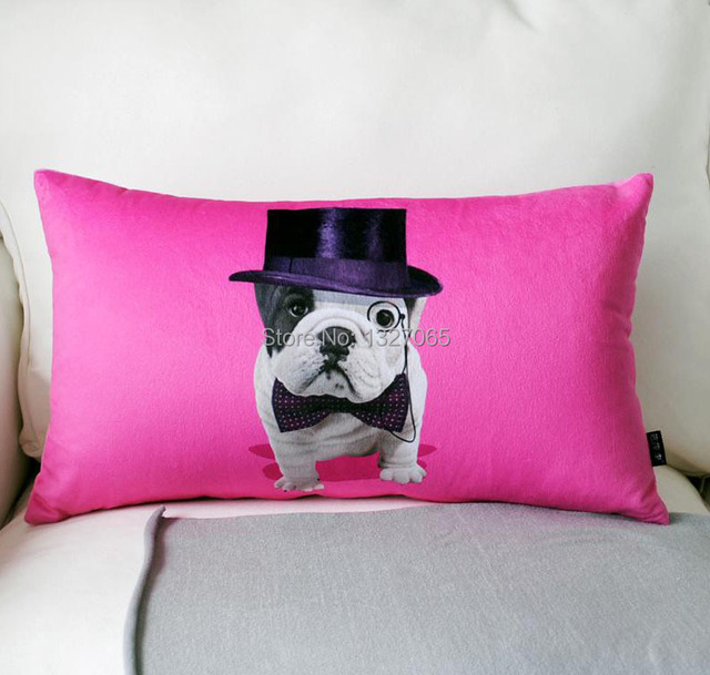 Modern Bull Dog Bowler Hat Pillow Case Lumbar Sham 20