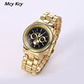 2016 New Fashion Geneva Watch Women Dress Watches Rose gold Full Steel Analog Quartz men Ladies