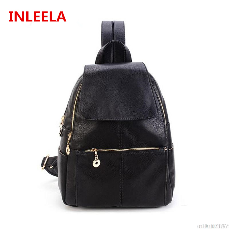 Image of INLEELA Fashion Shoulder Bag Korean College Backpack Bag Lady Casual Leather Women Bag Shoulder Bags