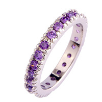 2015 Hot Sale Round Cut Purple Amethyst 925 Silver Ring Size 6 7 8 9 10 11 12 13 Jewelry Women Gift Wholesale Free Shipping