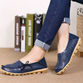 2016 Women Loafers Lady Ballerina Flat Shoes Woman Summer Flats Hollow Out Comfortable Soft Genuine Leather