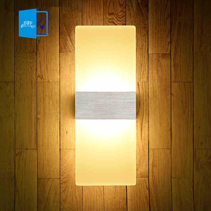 [DBF]Acrylic 6W 12W Led Wall Light UP &Down AC220V LED Stair Bedside Lamp Bedroom reading wall lamp Porch Stair Decoration light