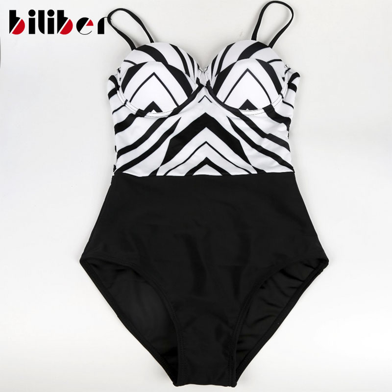 Image of S-XL Large Size Color Block Monokini Swimsuit Cheap Modest Women Push Up Swimming Suit Sexy One Piece Swimsuits for Curvy Women