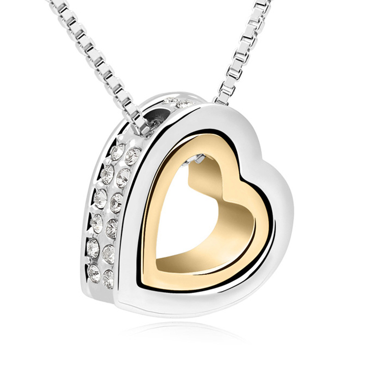 New Sales Hot Made with Swarovski Elements Heart in heart fashion crystal pendant necklace jewelry for