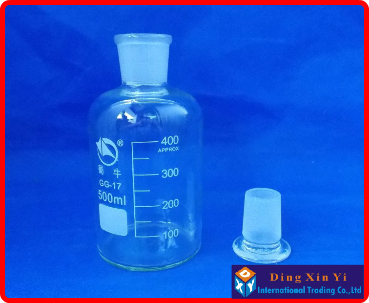 (4 pieces/lot)500ml Narrow mouth reagent bottle,500ml Glass reagent bottle with ground-in glass stopper,Transparent glass bottle