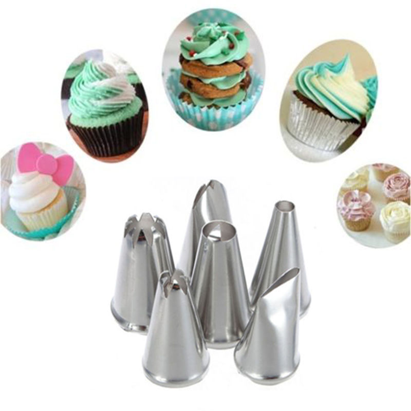 Image of Azerin 6X DIY Stainless Steel Icing Piping Nozzles Pastry Tips Fondant Cup Cake Baking Free Shipping