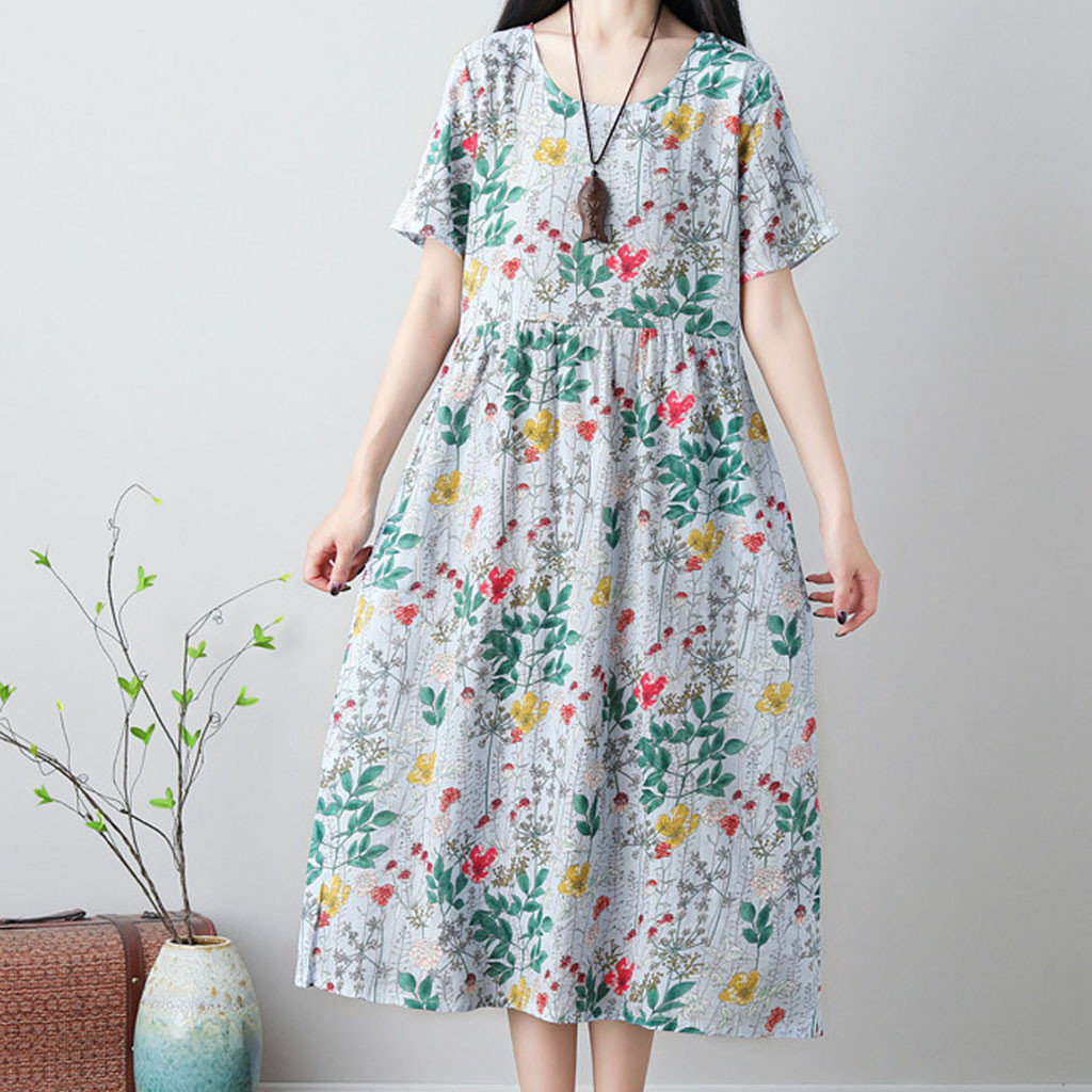 Льняные платья с цветочным принтом