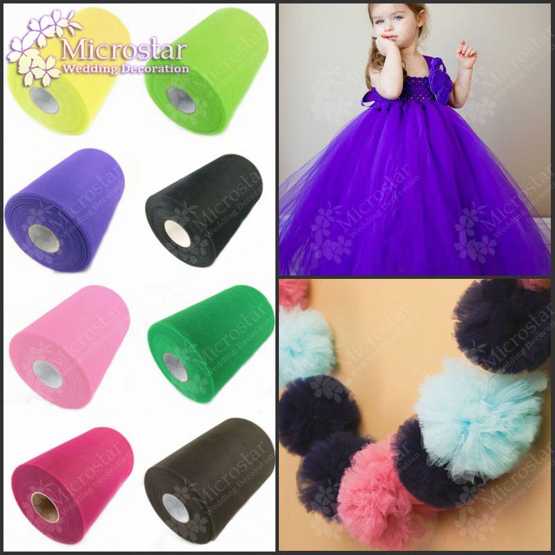Image of 15cm 91.5 Meters DIY Tulle Roll Spool Tutu Apparel Sewing Fabric Wedding Party Birthday Gift Wrap Crafts Bow Decoration