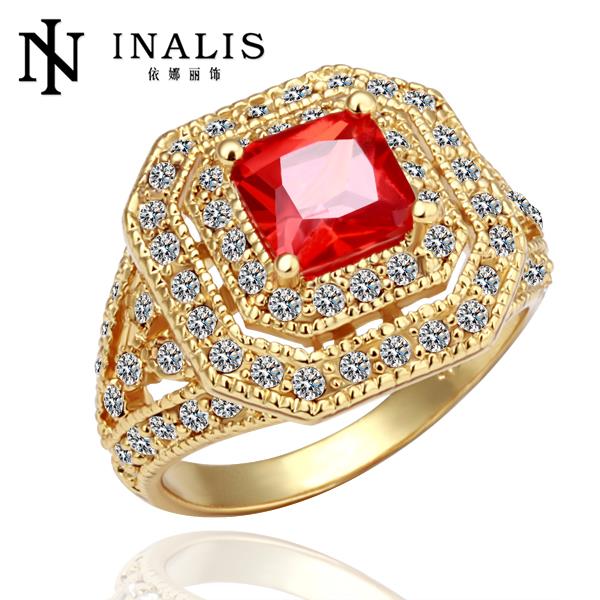 R065 New Arrival Fashion Ruby Jewelry anillos 18K Gold Rings For Women Vintage Wedding Rings Best