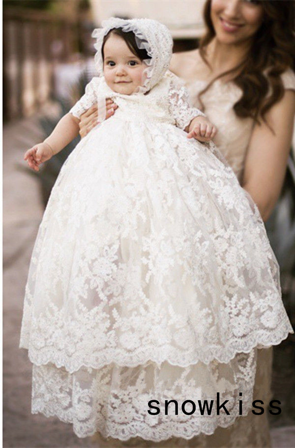 2016 Vintage baby girls Christening gowns baptism dresses ...