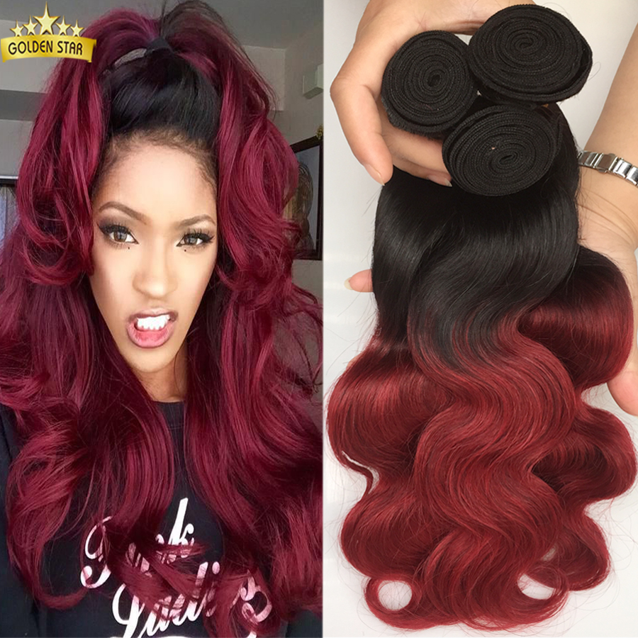 7a Peruvian Virgin Hair,Peruvian Body Wave 4 Bundles Ombre Red Hair Extensions 1b Burgundy Hair Peruvian Ombre Hair Two Tone