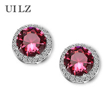 UILZ 2016 8mm 2ct Trendy Top Quality Cubic Zircon Diamond Stud Earring Earrings For Women Wedding Accessories Earing BLEP003
