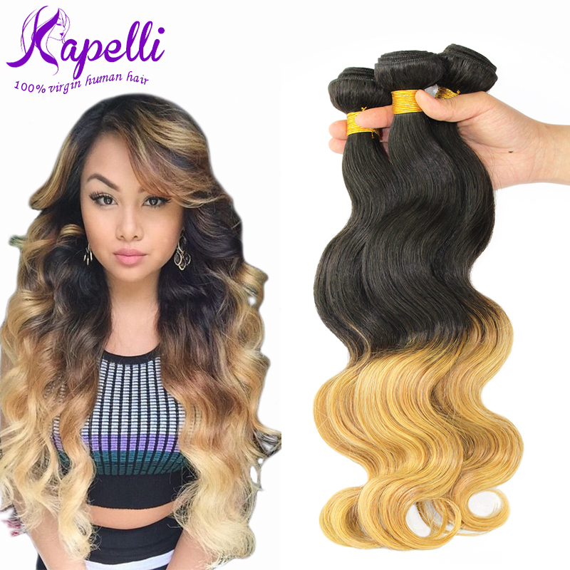 Hot Sale 8A Brazilian Virgin Hair Body Wave Ombre Hair Extensions 3pcs/Lot Brazilian Hair Weave Bundles Ombre Brazilian Hair