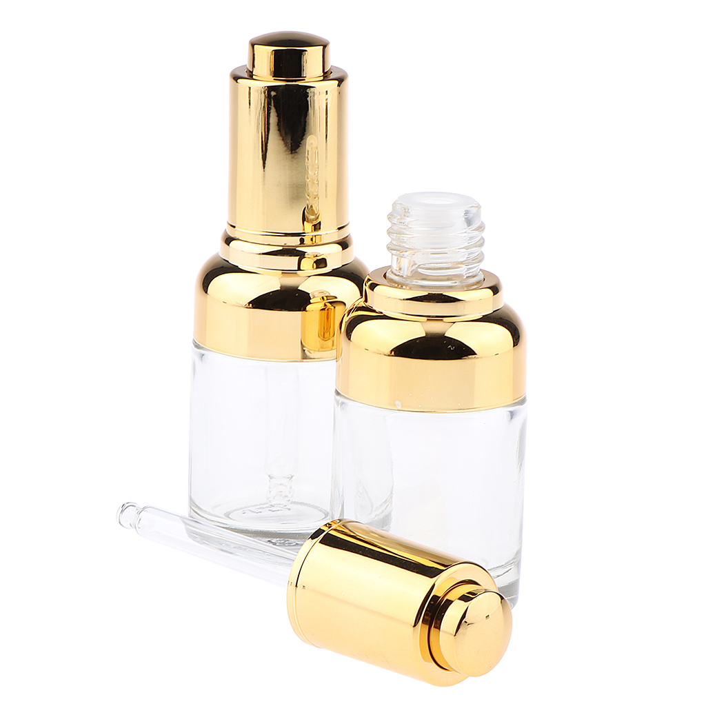 2Pcs Empty Aromatherapy Oils Dispenser Bottles, 30ml(1 Ounce) Clear Essential Oils Glass Vials, Come with Glass Eye Droppers