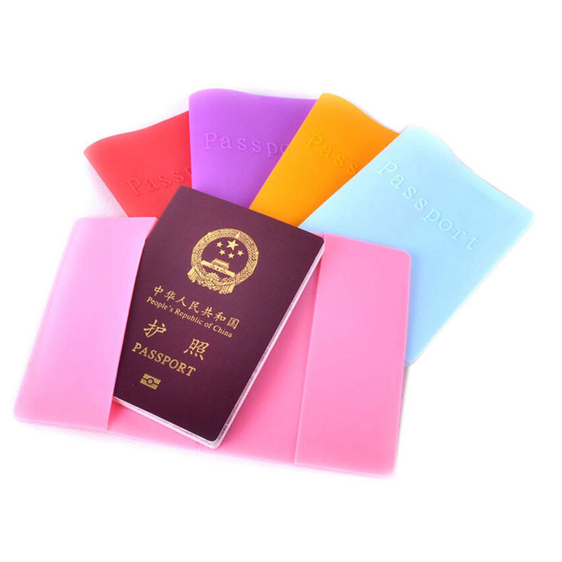 Image of Waterproof travel passport cover holder Environmental protection silicone soft pouches Passport Case Candy Colors men women lady