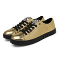 Hot 2017 Men Casual Shoes Fashion Metal Sequins Leopard Head Man Flats Shoes Black Silver Gold