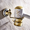 Polished Golden Free Shipping Brass Bathroom Hair Dryer Rack Wall Mounted