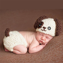 2016 Newborn Photography Props Lovely Infant Baby Big Ears Dog Handmade Kintted Crochet Hat Suit Baby Cap Photography Costume
