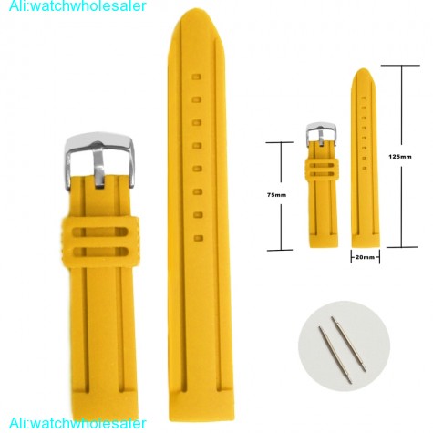 20mm Nice Yellow Silicone Jelly Rubber Boys Girls Watch Band Straps WB1072C20JB