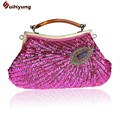New Listing Women Fashion Tote Handbag Retro Hand beaded Sequined Peacock Shoulder Bag Day Clutches Evening