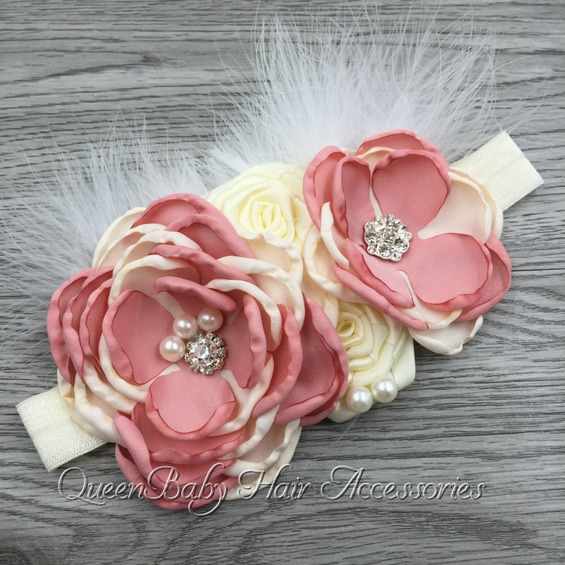 150pcs/lot   Layered Flower Matching Sparking Rhinestone Headband Handmade Flower Headband Baby Headband