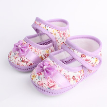 Retail 2015 Girls Fowers Bow Baby Toddler Shoes 11cm 12cm 13cm Spring Autumn Children Footwear First