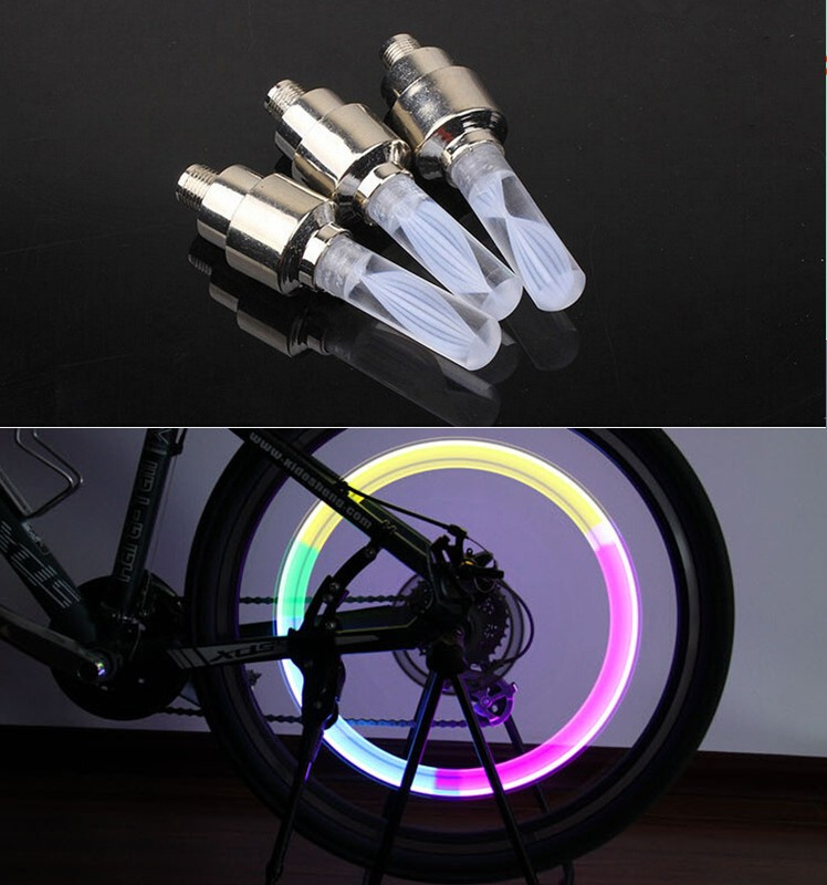 Image of 1pcs bike lights mtb mountain road bike bicycle lights LEDS Tyre Tire Valve Caps Wheel spokes LED Light auto lamp lamps BL0133