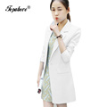 2016 New Arrival Women blue white Suit Blazer Cotton Ladies Jacket Vogue Refresh Solid long Blazers