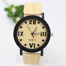 Nuevo estilo de 2015 mujeres reloj de cuero de grano de madera correa de reloj de cuarzo Simple ocasional del reloj de pulsera mujeres Femininos regalos