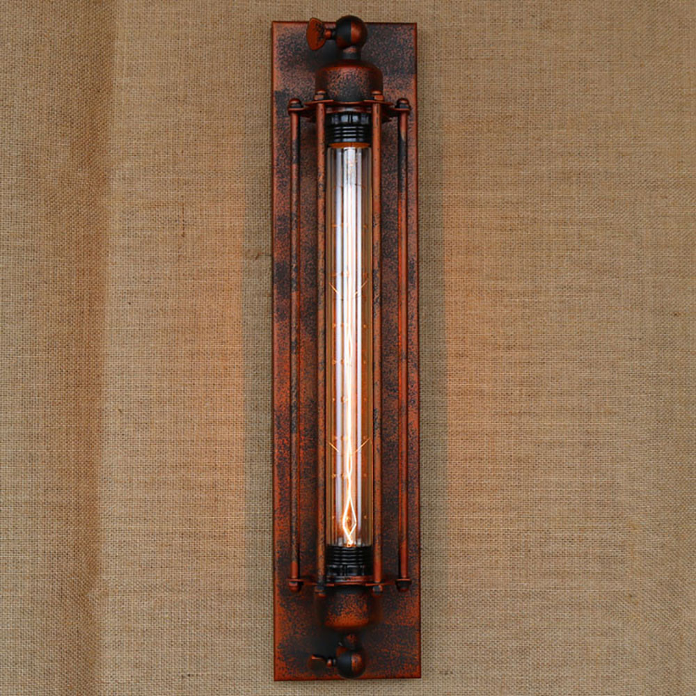 Vintage Antique Black Rust Iron Pipe Wall Lamp Vanity