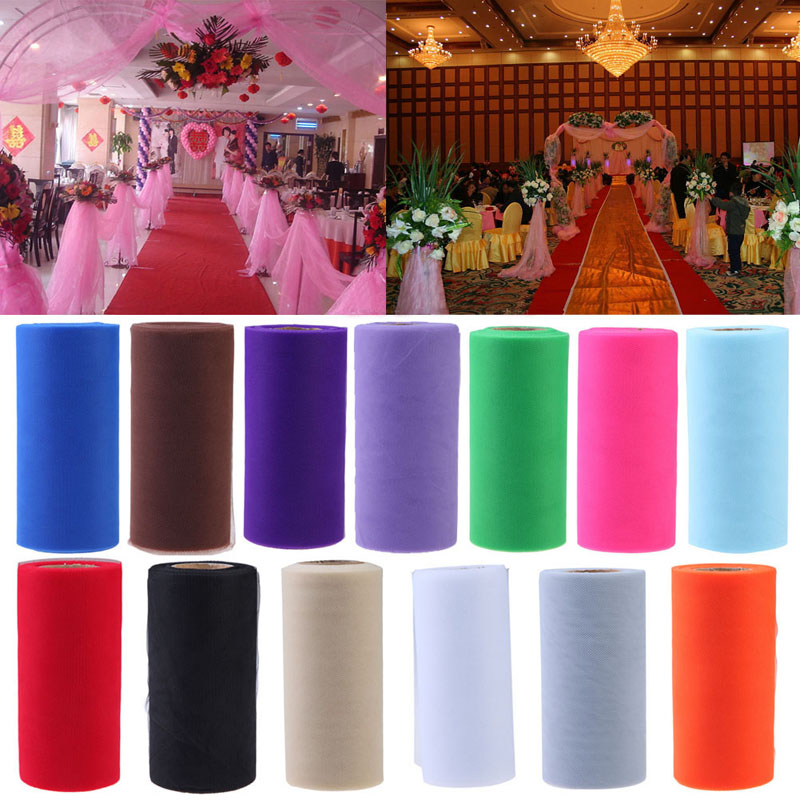 Image of 26.7X15cm Colorful Tissue Tulle Roll Spool Craft Wedding Party Decoration Organza Sheer Gauze Element Table Runner Top quality