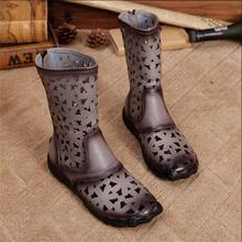 2016 genuine leather handmade female cool boots vintage cutout women boots flat comfortable casual boots women